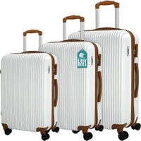 Set 3 Valigie Rigide con Ruote Easy Roll Trolley Bagaglio a Mano Viaggio Bianco