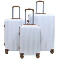 Set 3 Valigie Rigide con Ruote Easy Roll Trolley Bagaglio a Mano Viaggio Bianco