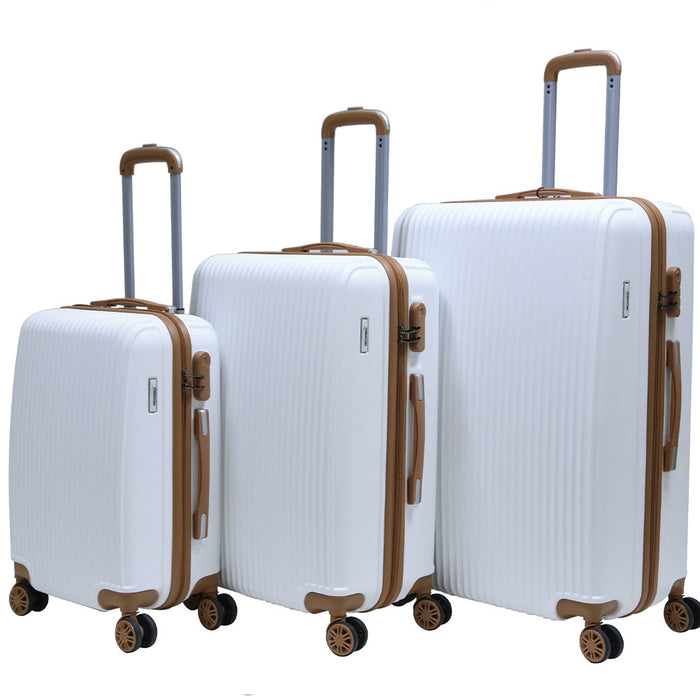 Set 3 Valigie Rigide con Ruote Easy Roll Trolley Bagaglio a Mano Viaggio Bianco