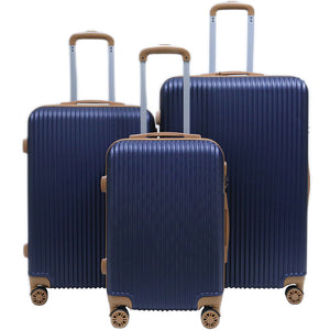 Set 3 Valigie Rigide con Ruote Easy Roll Trolley Bagaglio Mano Viaggio Blu