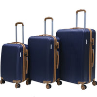 Set 3 Valigie Rigide con Ruote Easy Roll Trolley Bagaglio Mano Viaggio Blu