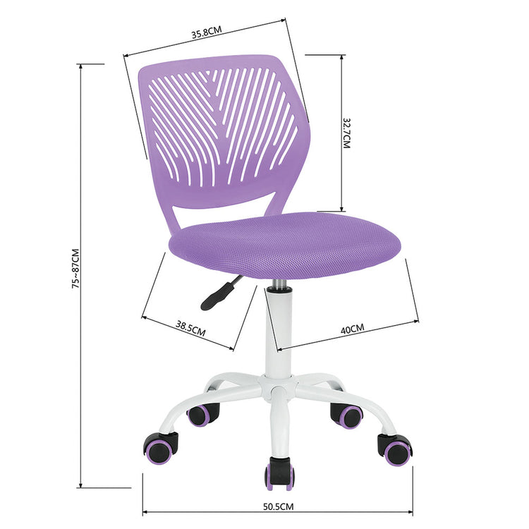 Sedia da Scrivania Lilla Poltrona da Ufficio Cameretta Ergonomica e Base Bianca