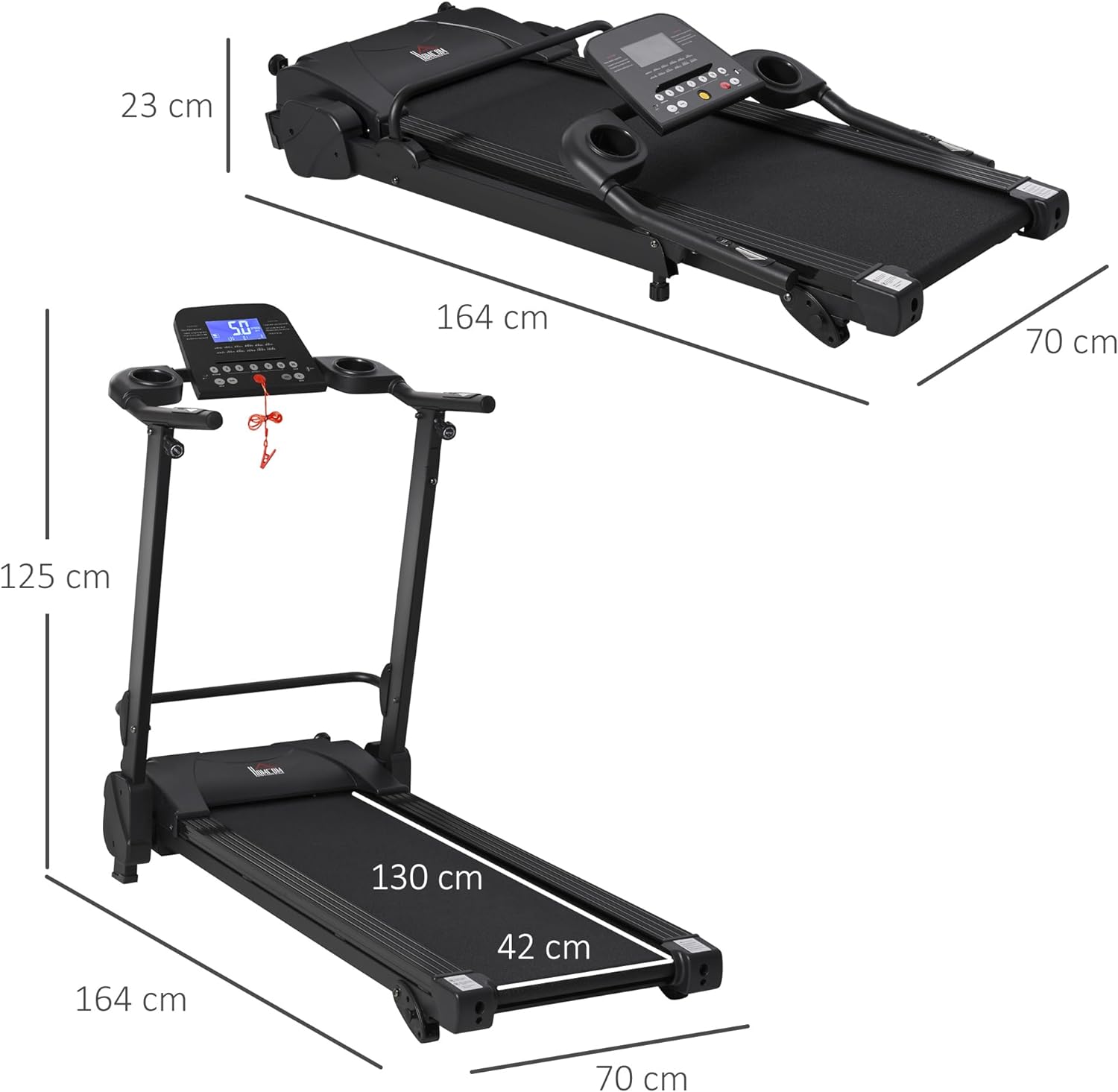 Tapis Roulant Elettrico Pieghevole , Monitor LCD 5 Programmi e Presa USB, Motore 750W, (Nero)