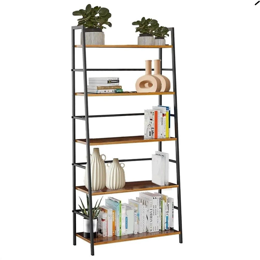 Scaffale Industrial 5 Livelli Mobile Libreria Unità  di Mensole 74x34x163 cm Nero