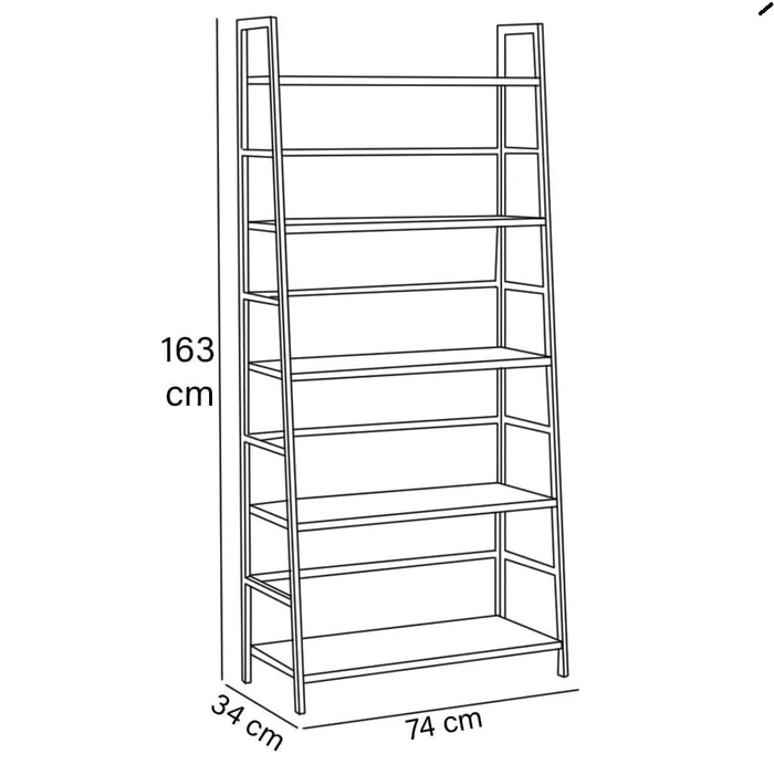 Scaffale Industrial 5 Livelli Mobile Libreria Unità  di Mensole 74x34x163 cm Nero