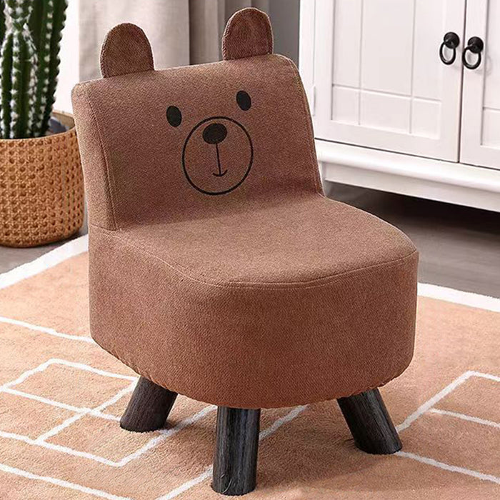 Pouf Sedia Bambini Design Orsetto Sgabello Poggiapiedi Morbido Marrone