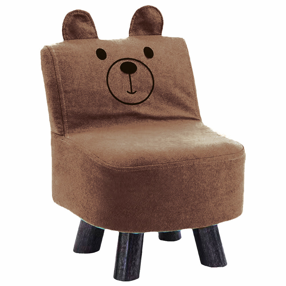 Pouf Sedia Bambini Design Orsetto Sgabello Poggiapiedi Morbido Marrone