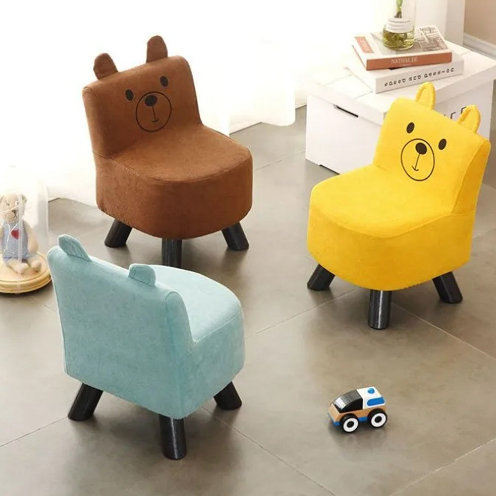 Pouf Sedia Bambini Design Orsetto Sgabello Poggiapiedi Morbido Marrone