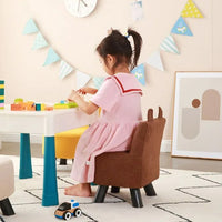 Pouf Sedia Bambini Design Orsetto Sgabello Poggiapiedi Morbido Marrone