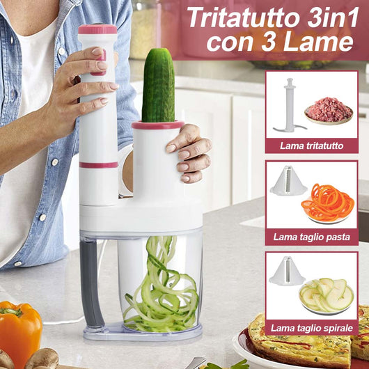 Frullatore Immersione Lame Acciaio 600W Sbattitore Tritatutto e Taglia Verdure