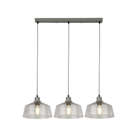 Lampadario Contemporaneo Odéon Acciaio Grigio Trasparente 3 Luci E27