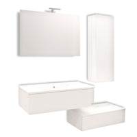 Mobile da bagno sospeso wonder bianco con lavabo specchio e pensile