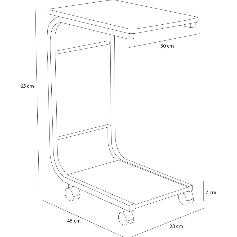 Tavolino Ausiliario Marrone Ruote Design Moderno Letto Divano Borsa Portaoggetti