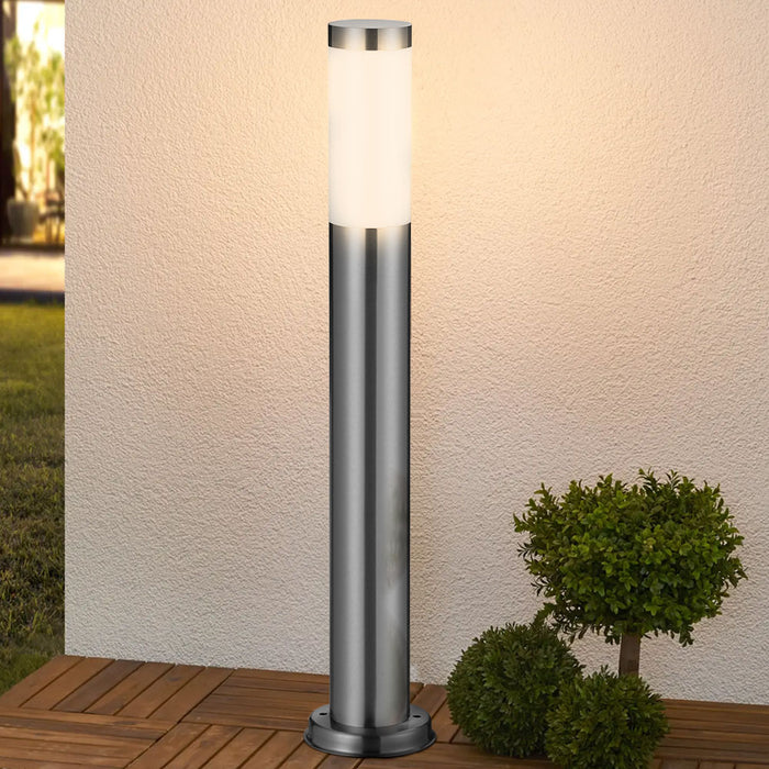 Lampada Paletto Luce Giardino Acciaio Palo Illuminazione Esterno 100cm E27 Cromo