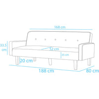 Divano Letto Clik Clak a 3 Posti con Schienale Reclinabile Convertibile Bianco