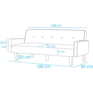 Divano Letto Clik Clak a 3 Posti con Schienale Reclinabile Convertibile Bianco