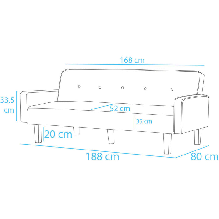 Divano Letto Clik Clak a 3 Posti con Schienale Reclinabile Convertibile Bianco