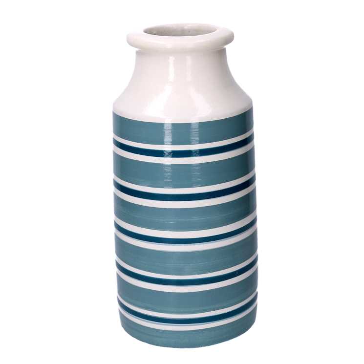 Vaso ceramica bianco azzurro cm ø20h40