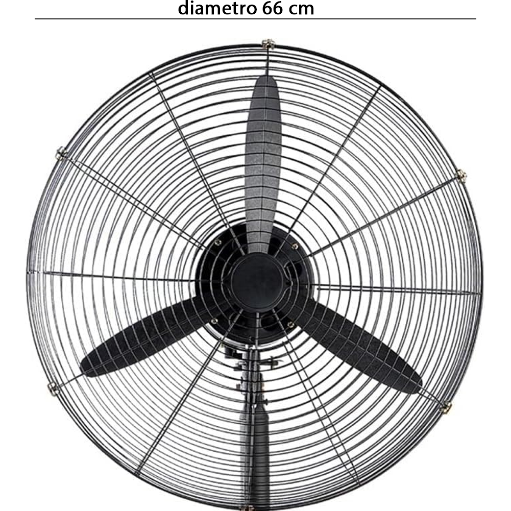 Ventilatore Industriale a Parete Potenza 200 W Diametro 66 cm in Acciaio Nero