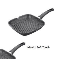 Bistecchiera Antiaderente  24x24 cm Induzione Manico Soft Griglia Effetto Barbecue