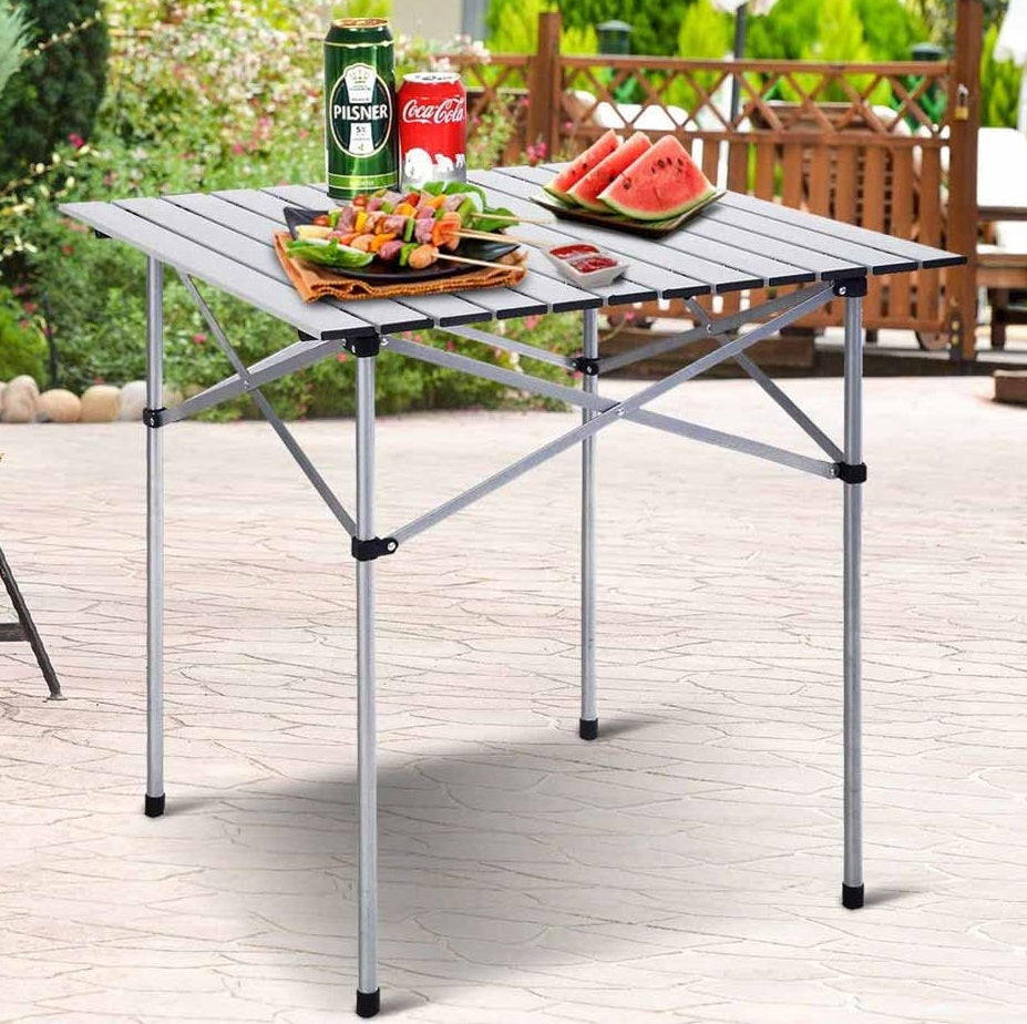 Tavolino PIC NIC Pieghevole in Alluminio 70x70 H70cm Ideale per Campeggio e Gite