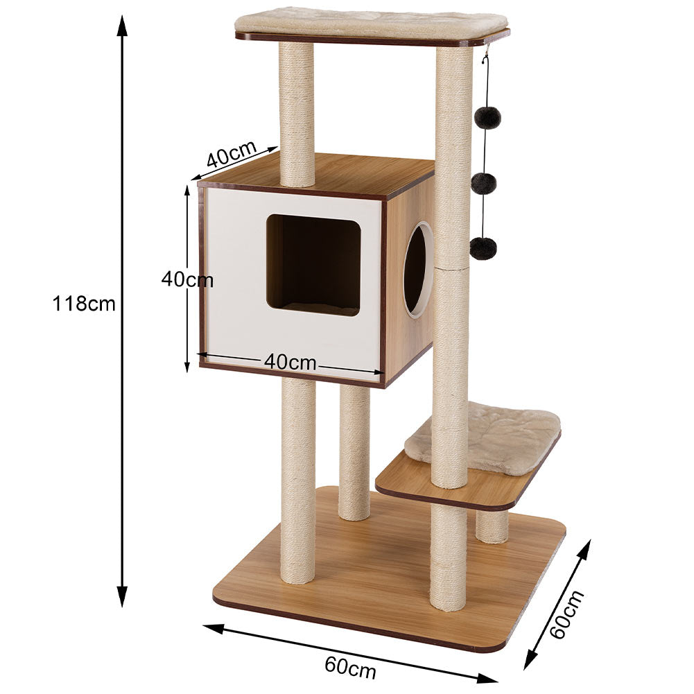 Tiragraffi Albero Gioco Rifugio Graffiatoio 3 Palline 1 Cuccia Gatti Felini