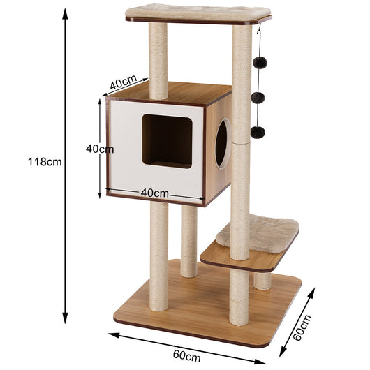 Tiragraffi Albero Gioco Rifugio Graffiatoio 3 Palline 1 Cuccia Gatti Felini