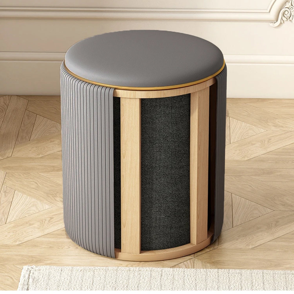 Pouf Contenitore Decorativo Inserti in Oro Seduta Morbida Porta oggetti h45cm Grigio