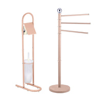 Piantane da Bagno kit 2pz Portarotolo Porta scopino Porta Asciugamani a 3 Bracci Rosa