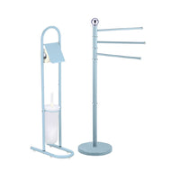 Piantane da Bagno kit 2pz Portarotolo Porta scopino Porta Asciugamani 3 Bracci Blu mare