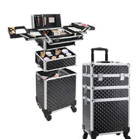 Trolley Professionale 3in1 Makeup Estetista Beauty Case con Ruote Staccabili 4 scomparti