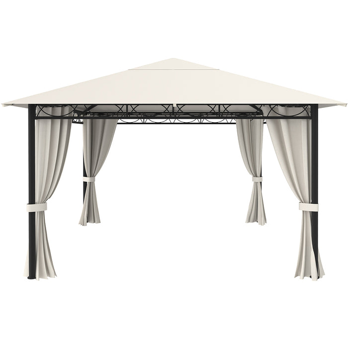 Gazebo Giardino 3x3 mt in Metallo Impermeabile Teli di Chiusura Zip Beige