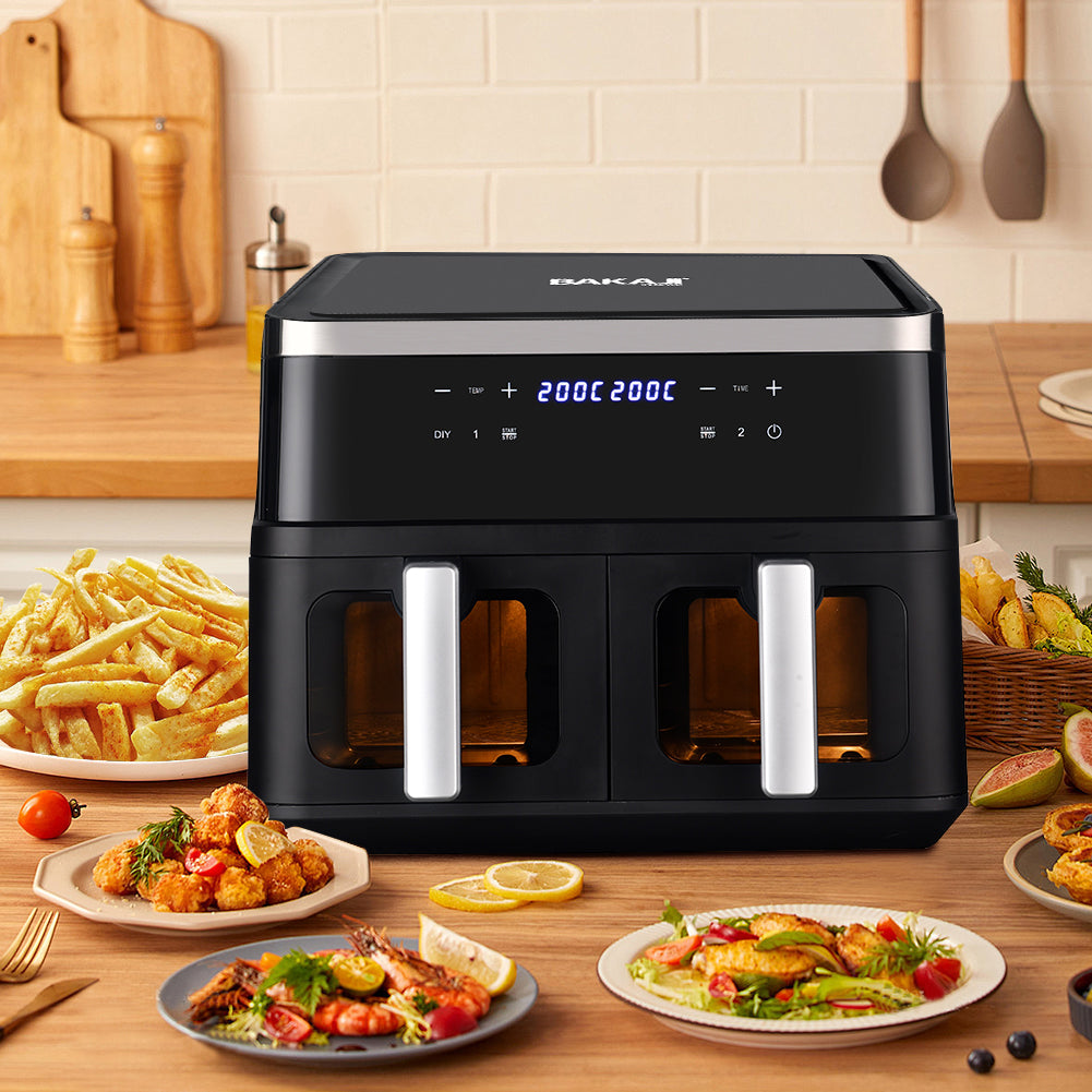 Friggitrice ad Aria con Doppio Cestello XXL 12 L Airfryer Senza Olio Display LED