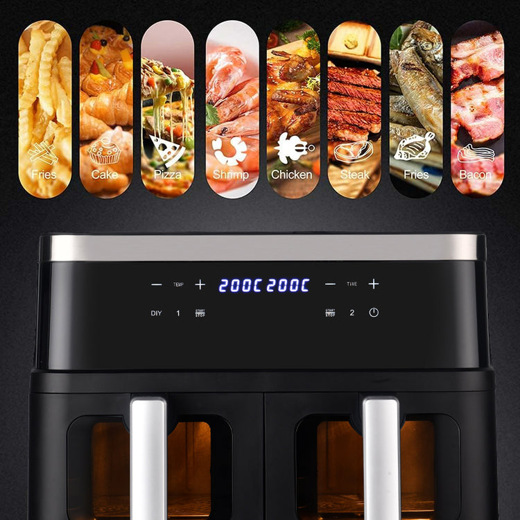 Friggitrice ad Aria con Doppio Cestello XXL 12 L Airfryer Senza Olio Display LED