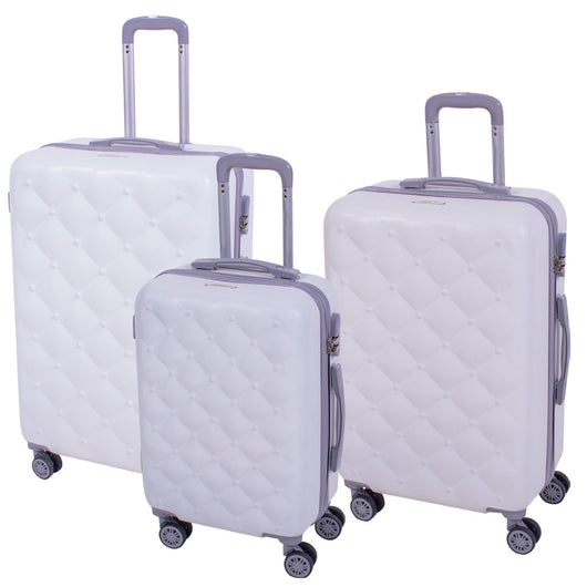 Set 3 Valigie Rigide con Ruote Easy Roll Trolley Bagaglio a Mano Viaggio Bianco Grigio