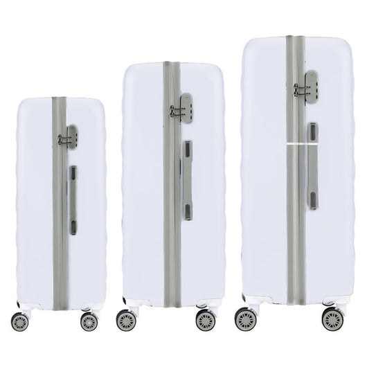 Set 3 Valigie Rigide con Ruote Easy Roll Trolley Bagaglio a Mano Viaggio Bianco Grigio