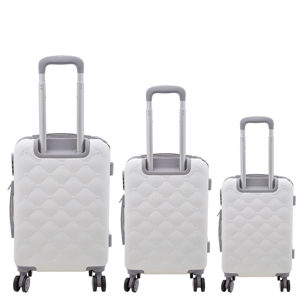 Set 3 Valigie Rigide con Ruote Easy Roll Trolley Bagaglio a Mano Viaggio Bianco Grigio