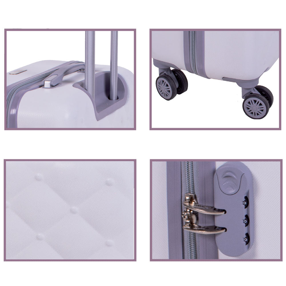 Set 3 Valigie Rigide con Ruote Easy Roll Trolley Bagaglio a Mano Viaggio Bianco Grigio