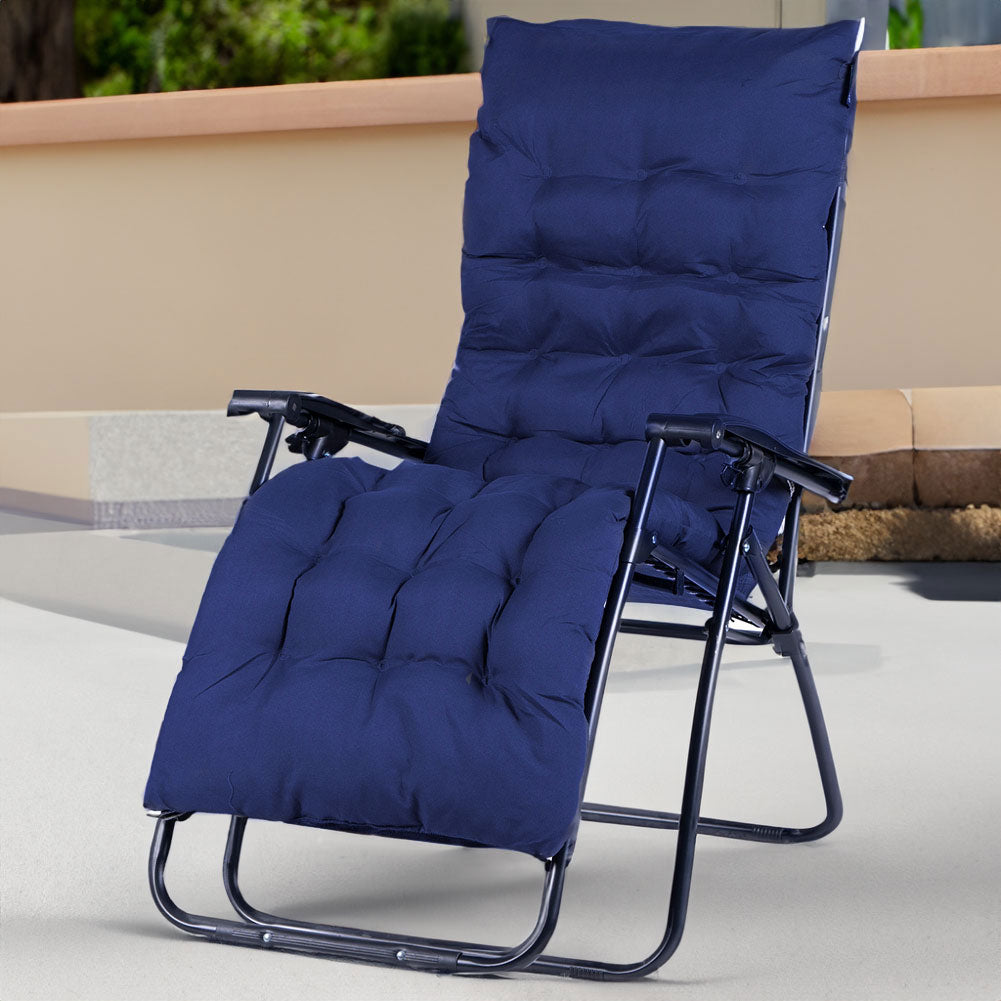 Sedia Poltrona Giardino Con Cuscino Gravita Zero Pieghevole Acciaio Oxford Blu