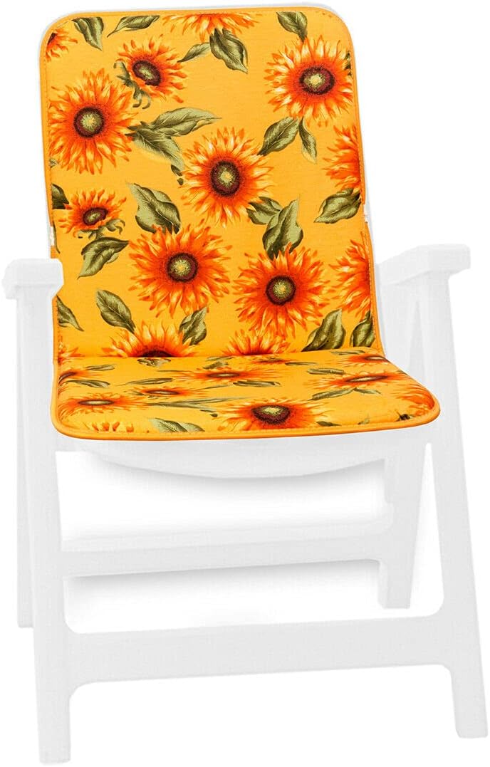 Cuscino Sedia Poltrona Morbido Girasoli Coprisedia Giardino Interno Esterno Made In Italy Giallo