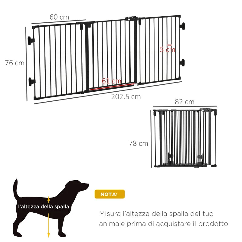 Cancelletto per cani Pieghevole, con chiusura automatica 202.5L x 2P x 76A cm