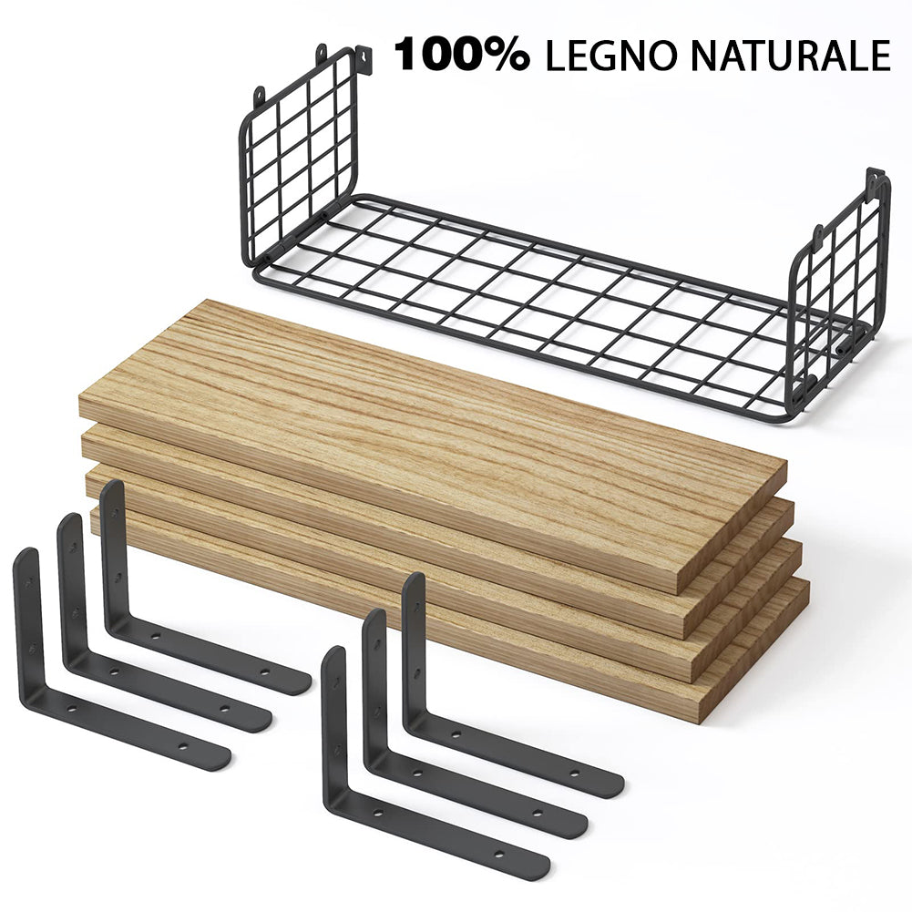 Set 4+1 Mensole da Parete Quercia in Legno Scaffali a Muro Scaffalatura Multiuso