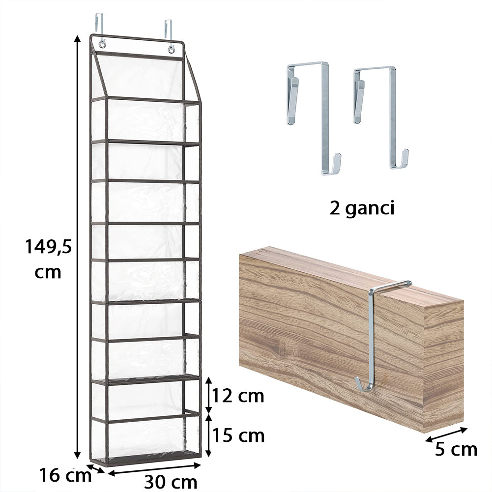 Organizer 5 Scaffali da Porta Unità di Mensole Multi Ripiano Salvaspazio Nero