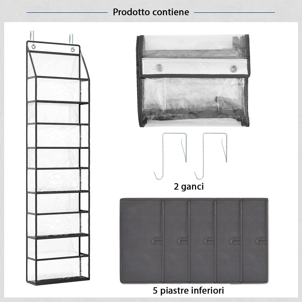 Organizer 5 Scaffali da Porta Unità di Mensole Multi Ripiano Salvaspazio Nero