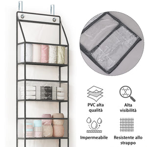 Organizer 5 Scaffali da Porta Unità di Mensole Multi Ripiano Salvaspazio Nero