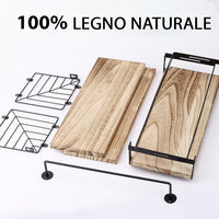 Set 3 + 1 Mensole da Parete in Legno Noce Scaffalatura Scaffale Muro Versatile