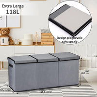 Contenitore Box 3 Scomparti Grigio Scatola Cesta Giocattoli Organizer Multiuso