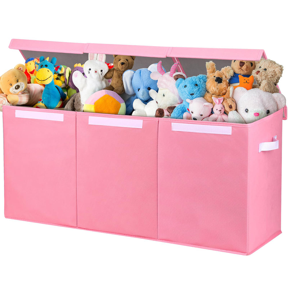 Contenitore Box 3 Scomparti Rosa Scatola Cesta Giocattoli Organizer Multiuso