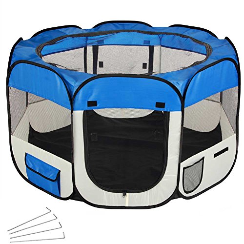 Tenda Box Per Cagnolini Cuccioli Recinto Cuccia Per Piccoli Animali Pop-Up Blu