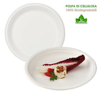 Piatti Monouso Piani 100pz 23cm 100% Biodegradabili Bianco Casa Bar Ristorante